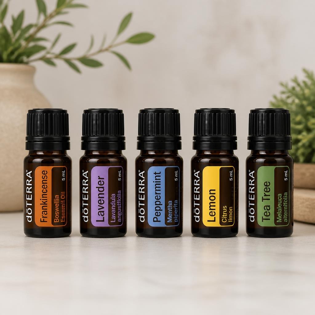 Набір із 5 ефірних олій doTERRA по 5 мл. (Ладан, Лаванда, М'ята, Лимон, Чайне дерево)